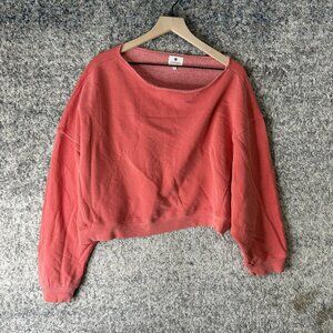 Sundry Sweatshirt Womens XL Pink Cropped Boat Neck Pullover Cotton Made in USA